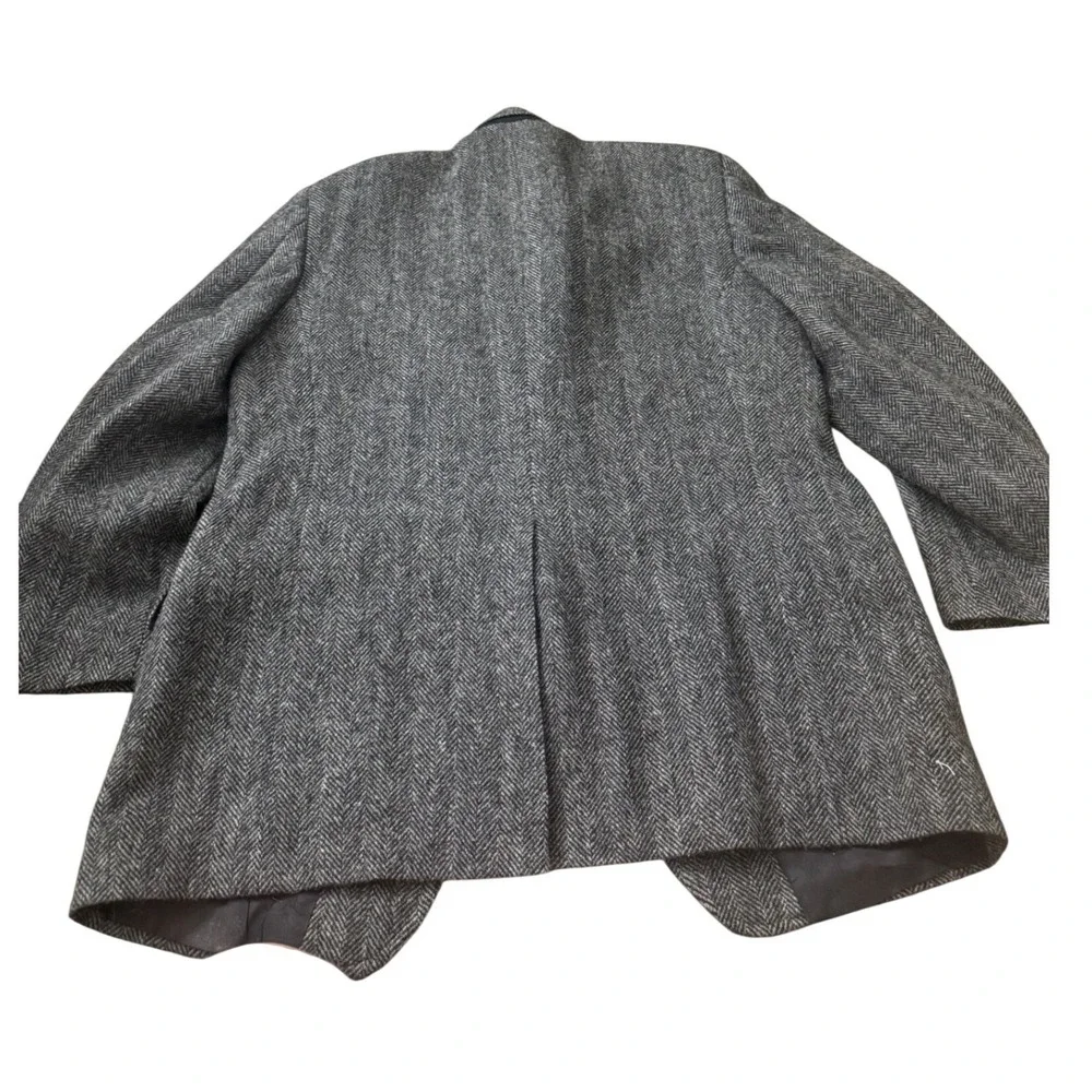 Brooks Brothers BrooksTweed Grey Herringbone Shetland Wool Blazer Sport Coat 43R